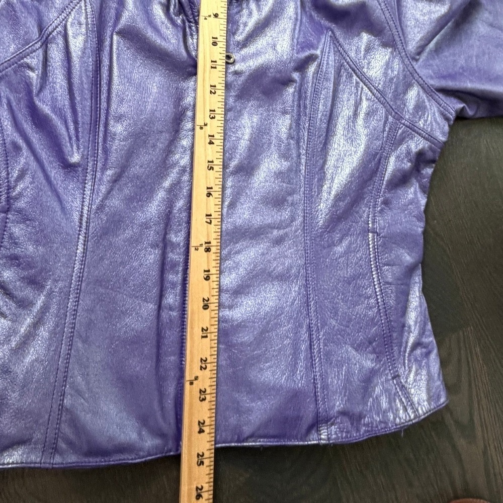 NEw Vintage Y2K Wilsons Leather Jacket Limited Edition Metallic Purple Mock XL - Picture 11 of 13